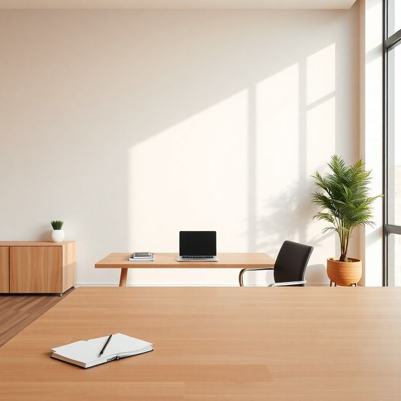 Birou minimalist Modern Atelier din Galați cu perete accent ocru